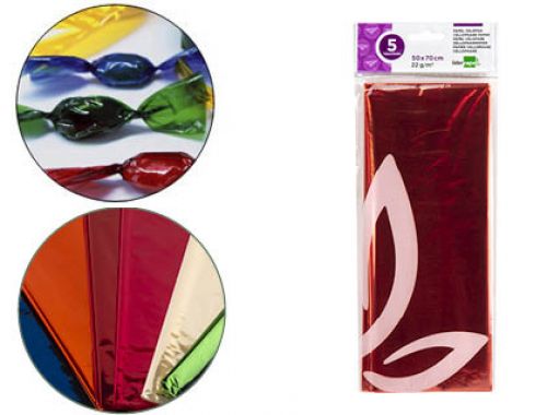 Papel celofane liderpapel 50x70 cm 22gr bolsa de 5 folhas laranja , Liderpapel , 75022 , 8423473750227